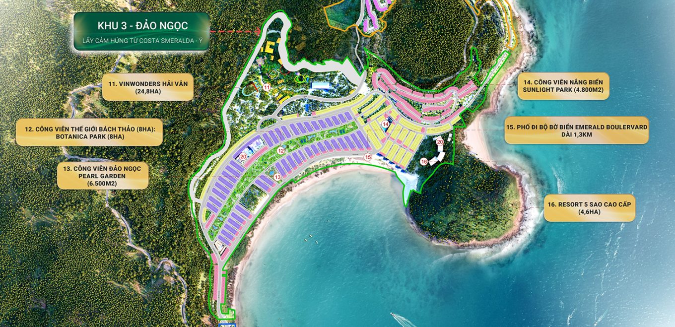 mặt bằng tiện ích phân khu đảo ngọc